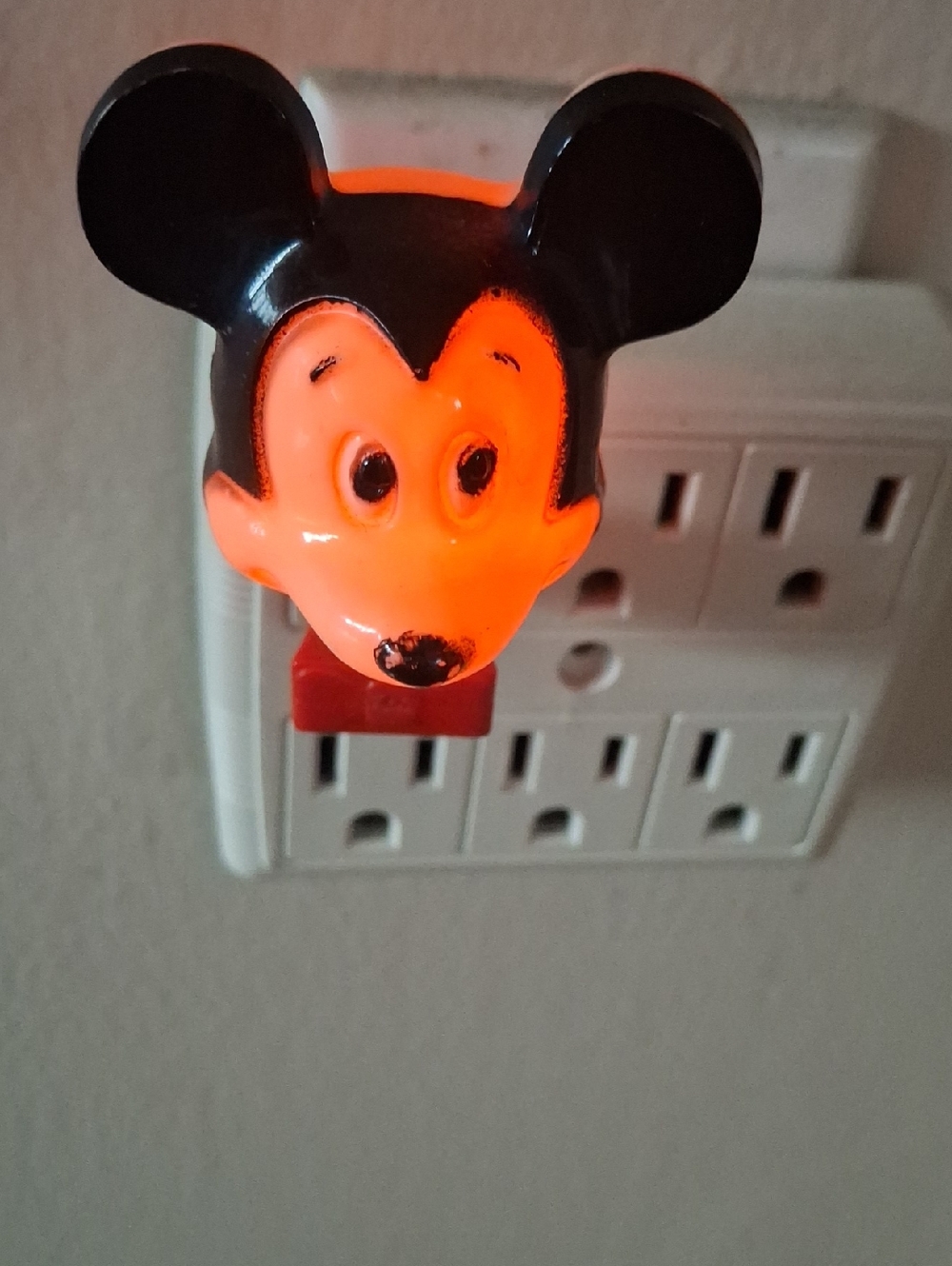 Kids Plug-Mickey Mouse Plug In Night Light - Black and Orange Cartoon Mouse Head